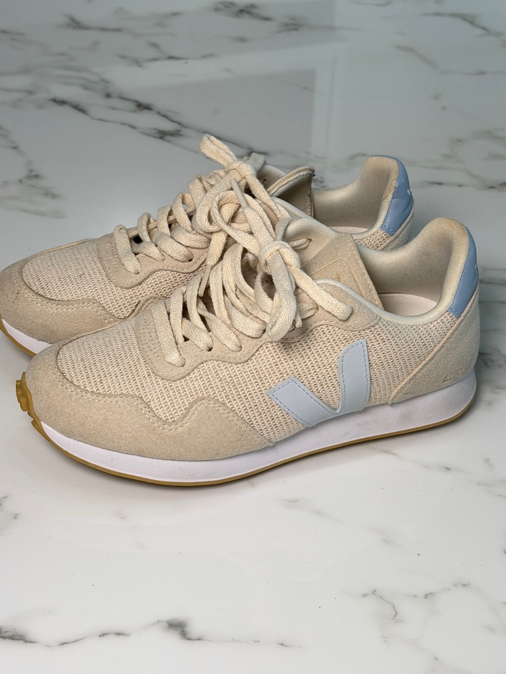 Veja Rio Branco Cream Mesh Suede Sneakers Women's Size 7